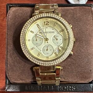 Michael Kors Gold-Tone Watch with Crystal Details